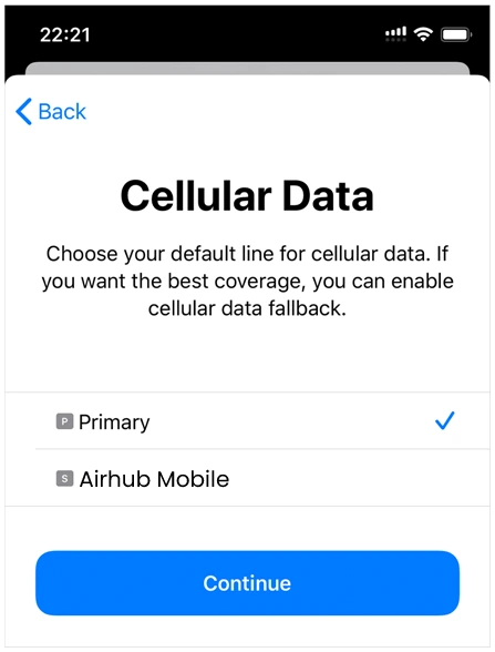 Choose your default line for cellular data